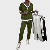 Olga | Completo casual con top con scollo a V e pantaloni