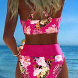 Eleonora | Bikini con fantasia floreale a contrasto e spacco