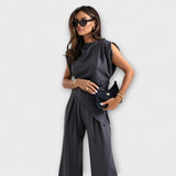 Michela | Completo con top asimmetrico e pantaloni ampi