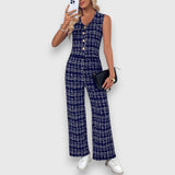 Stella | Completo due pezzi a quadri con scollo a V