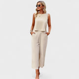 Monica | Completo in lino con gilet e pantaloni