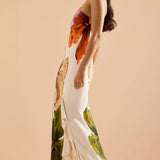 Adelaide | Abito lungo elegante a fiori con spalle scoperte