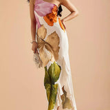 Adelaide | Abito lungo elegante a fiori con spalle scoperte