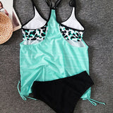 Martina | Tankini in tinta unita con stampa leopardata