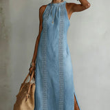 Fiorella | Abito in denim con pizzo rétro