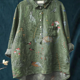 Gianna | Camicia casual con motivo di bosco e animali
