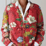 Adriana | Cardigan vintage con stampa floreale artistica e bottoni