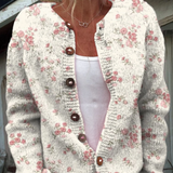 Fabrizia | Cardigan con stampa di rose rosa e bottoni