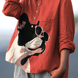 Valeria | Maglietta casual con motivo decorativo di bulldog francesi