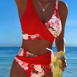 Eleonora | Bikini con fantasia floreale a contrasto e spacco