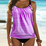 Martina | Tankini in tinta unita con stampa leopardata