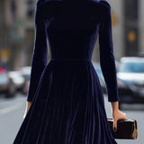 Elisabetta | Abito midi in velluto a maniche lunghe