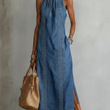 Fiorella | Abito in denim con pizzo rétro