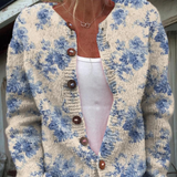 Renata | Cardigan con stampa floreale artistica e bottoni