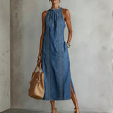 Fiorella | Abito in denim con pizzo rétro