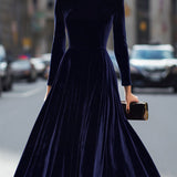 Elisabetta | Abito midi in velluto a maniche lunghe