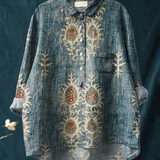 Angela | Camicia casual vintage con stampa floreale etnica