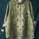 Angela | Camicia casual vintage con stampa floreale etnica