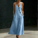 Daniela | Abito lungo in denim con bottoni