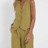 Daniela | Completo con gilet abbottonato e pantaloni ampi