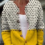 Ida | Cardigan giallo a pois con stampa e bottoni