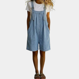 Carla | Salopette corta in denim dal tocco morbido di cotone