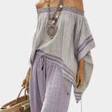 Silvana | Completo boho con top a spalle scoperte