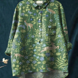 Ornella | Maglietta casual vintage con stampa floreale e animali