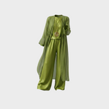 Mariangela | Completo tre pezzi con top, pantaloni ampi e cardigan lungo