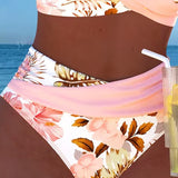 Eleonora | Bikini con fantasia floreale a contrasto e spacco