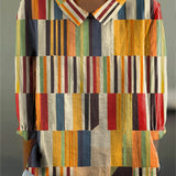 Marzia | Blusa patchwork con colletto classico