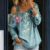Emilia | Top in denim con spalle scoperte