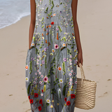 Lidia | Abito midi a fiori di campo