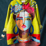 Lorella | T-shirt casual con ritratto di Frida in stile pittura a olio
