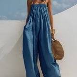 Nicole | Salopette in jeans a gamba larga