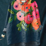 Ines | T-shirt casual con stampa floreale artistica