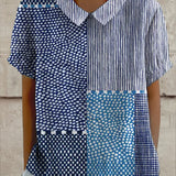 Celeste | Camicia con stampa patchwork