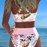 Eleonora | Bikini con fantasia floreale a contrasto e spacco