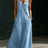 Daniela | Abito lungo in denim con bottoni