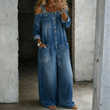 Barbara | Salopette in jeans con spalle scoperte