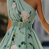 Gilda | Abito lungo in chiffon a fiori con spalle scoperte