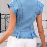 Emanuela | Top in denim con scollo a V