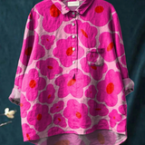 Lidia | Camicia casual con motivo floreale rosa vivace