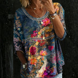 Simona | Camicia vintage in denim a fiori