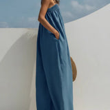 Nicole | Salopette in jeans a gamba larga