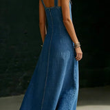 Daniela | Abito lungo in denim con bottoni
