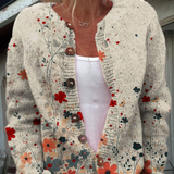 Daria | Cardigan vintage con stampa floreale artistica e bottoni