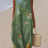 Clelia | Abito midi con stampa del bosco