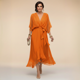 Monica | Abito in chiffon con scollo a V