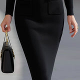 Zoe | Abito midi a coste con zip